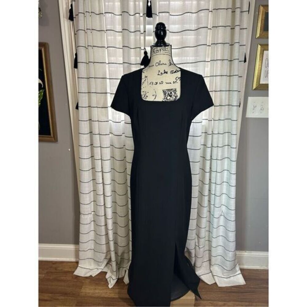 Spenser Jeremy Women's Vintage Black Square Neck Dress Size 10 1990s